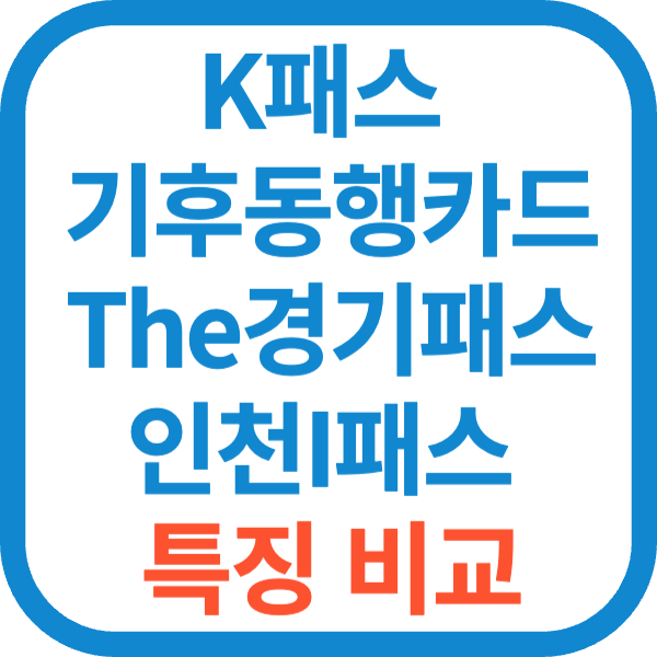 K패스 기후동행카드 The경기패스 인천I패스 특징 비교