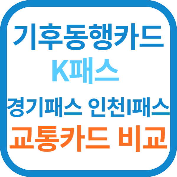 기후동행카드 K패스 경기패스 인천I패스 교통카드 비교