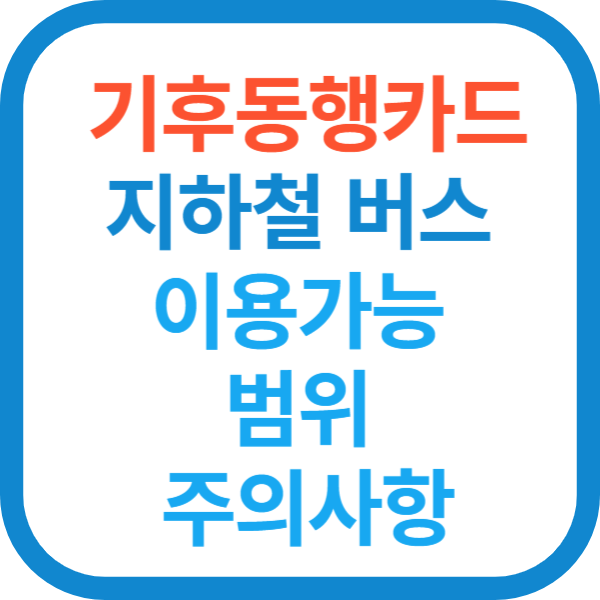 기후동행카드 지하철 버스 이용가능 범위 주의사항