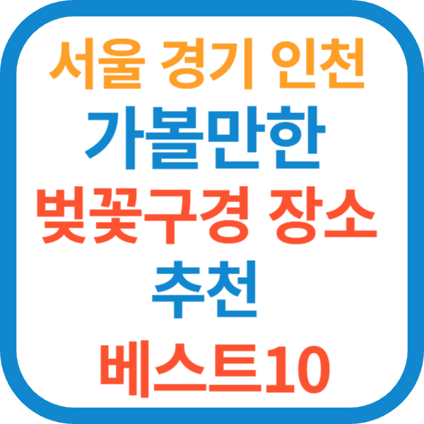 서울 경기 인천 가볼만한 벚꽃구경 장소 추천 베스트10