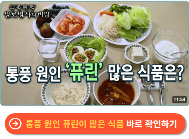 통풍 원인 퓨린이 많은 식품 바로 확인하기