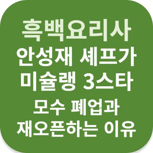 흑백요리사 안성재 셰프가 미슐랭 3스타 모수 폐업과 재오픈하는 이유