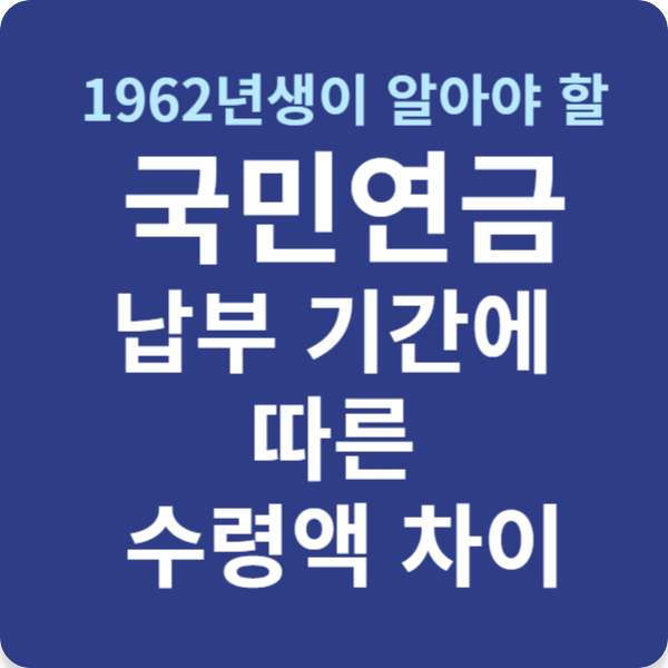 1962년생이 알아야 할 국민연금 납부 기간에 따른 수령액 차이