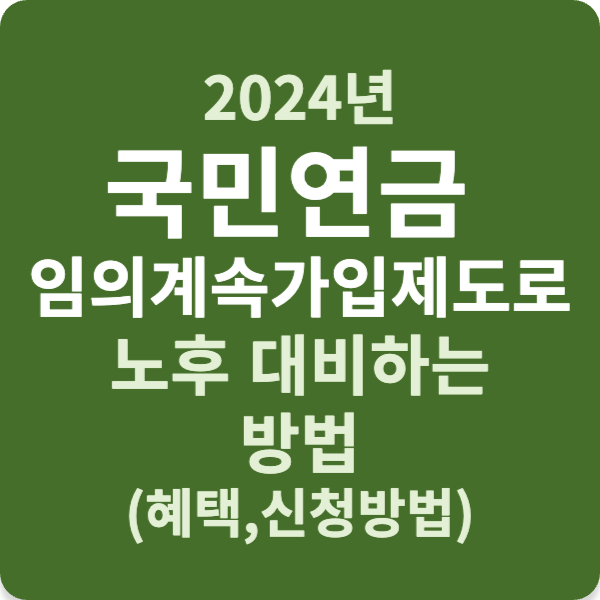 2024년 국민연금 임의계속가입제도로 노후 대비하는 방법 (혜택,신청방법)