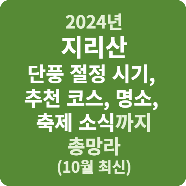 2024년 지리산 단풍 절정 시기, 추천 코스, 명소, 축제 소식까지 총망라 (10월 최신)